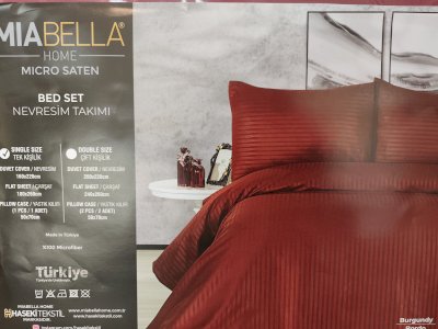 BELLA HOME PAMUK SATEN NEVRESİM TAKIMI TEK Kişilik (BORDO)