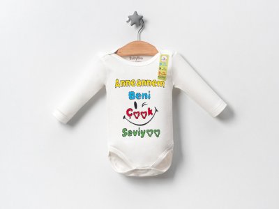 ❄️ Kışlık Anneannem Beni Çok Seviyor Özel Tasarım Baskılı Uzun Kollu Zıbın | Yumuşacık ve Sıcak Tutan Pamuk Body