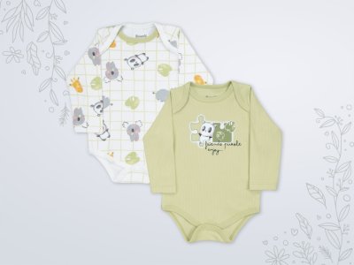 6-18 Ay Erkek Bebek Zıbın | Saf Pamuk Raporlu 2'li Badi Seti