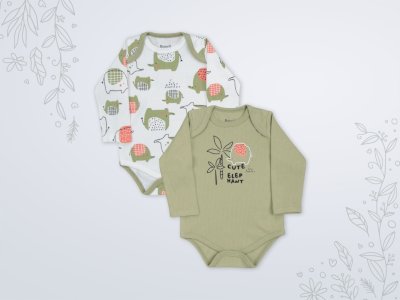 6-18 Ay Erkek Bebek Zıbın | Saf Pamuk Raporlu 2'li Badi Seti